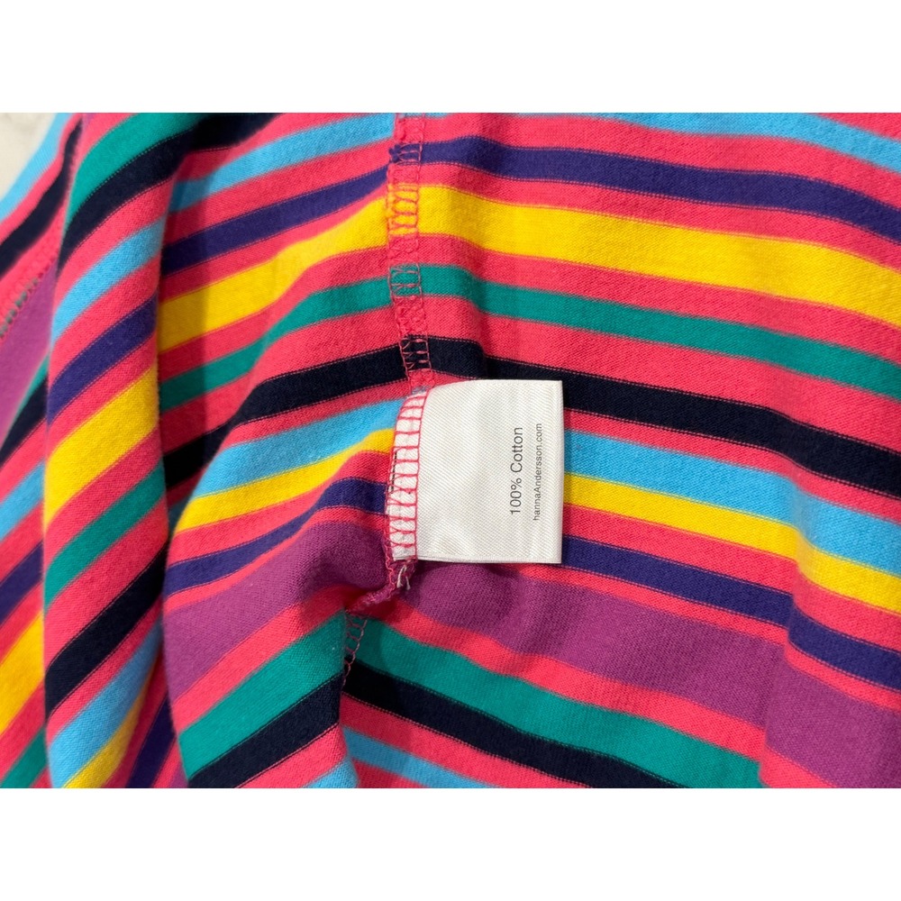 Hanna Andersson Girls Multi Color Stripe Long Sleeve Cotton Dress Size 150 - Picture 4 of 6